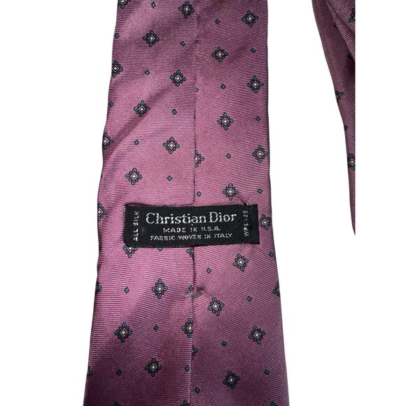 Christian Dior Purple Italian Silk Tie Geometric Mid Century Pattern Vintage - Picture 6 of 16